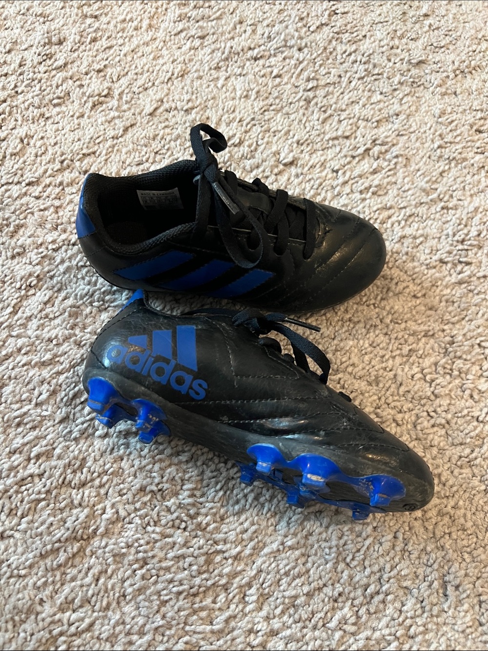 adidas Kids Black and Blue Soccer Cleats